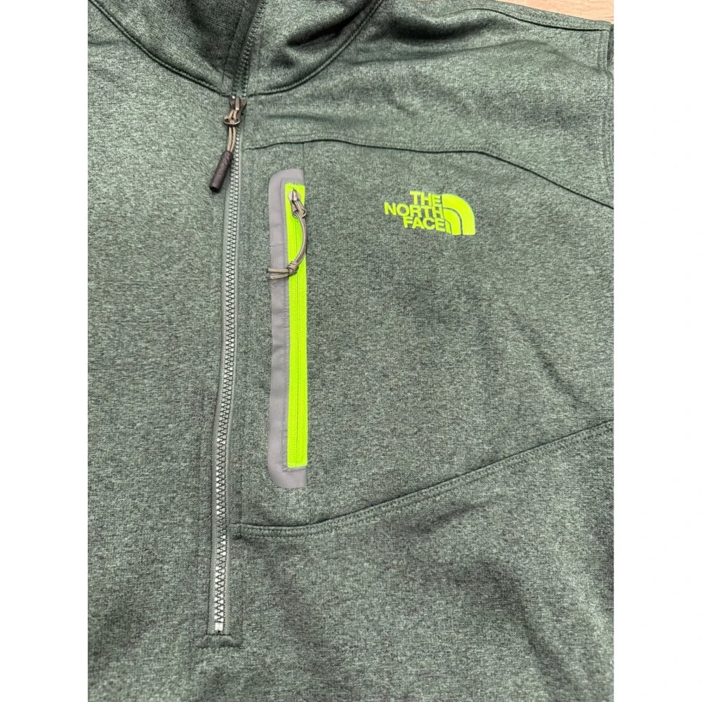 The North Face Mens XL 1/4 Zip Pullover Fleece Jacket Green Heather Canyonlands